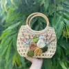 Handtasche Mit Rundem Griff Aus Schilf-Faser