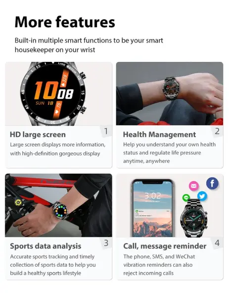 Luxuriöse Bluetooth-Smartwatch mit Vollkreis-Touchscreen und Stahlband4