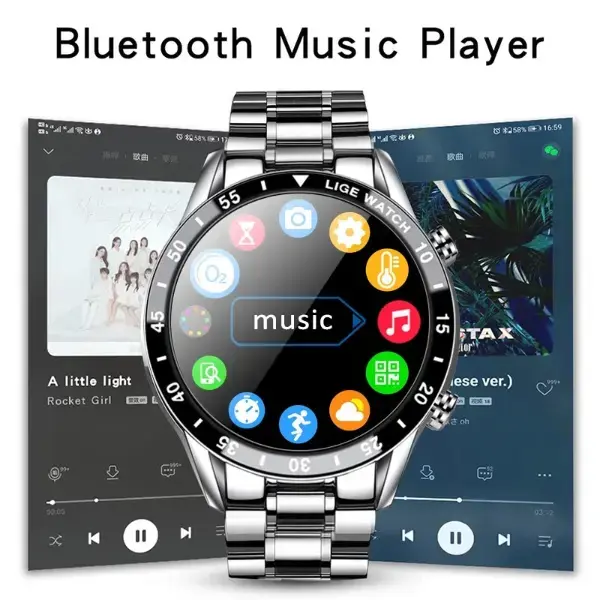 Luxuriöse Bluetooth-Smartwatch mit Vollkreis-Touchscreen und Stahlband9